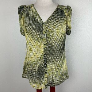 NWT Worthington V-Neck Button Down Top Size L